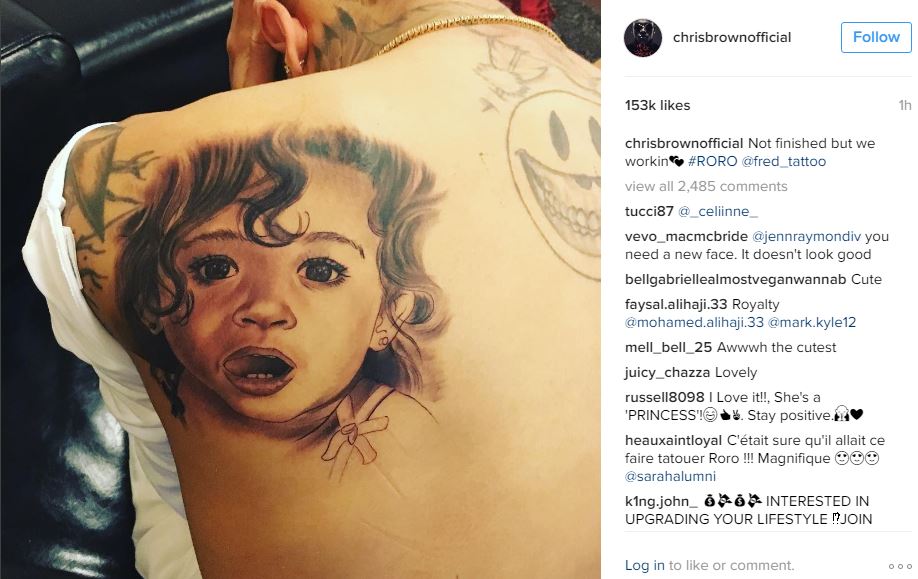 Chris Brown's post of his tattoo.