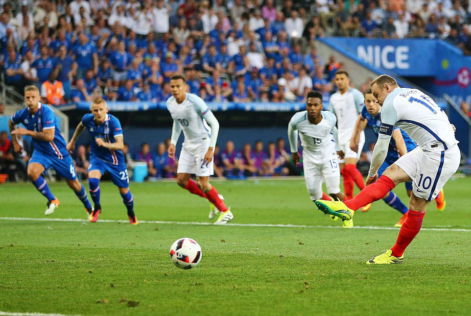 Wayne Rooney's 4th minute goal from a penalty put England in the lead, but their fate was about to change when Iceland would comeback 2 minutes later (Photo: BPI/Michael Zemanek)